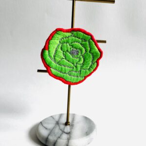 Broche fleur "Rose" fluo et vert fluo Greenfinity upcycling