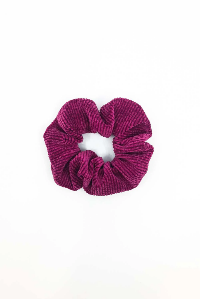 Homonoia scrunchie velour cotelé rose passion