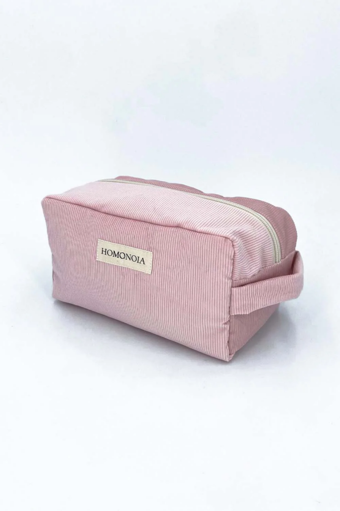 Homonoia, Trousse de toilette Rosa velours côtelé rose poudré