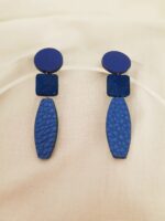 Boucles d'oreille CEDRO en cuir upcyclé bleu roi