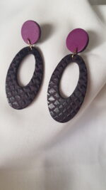 Boucles d'oreille CUBIA en cuir upcyclé violet