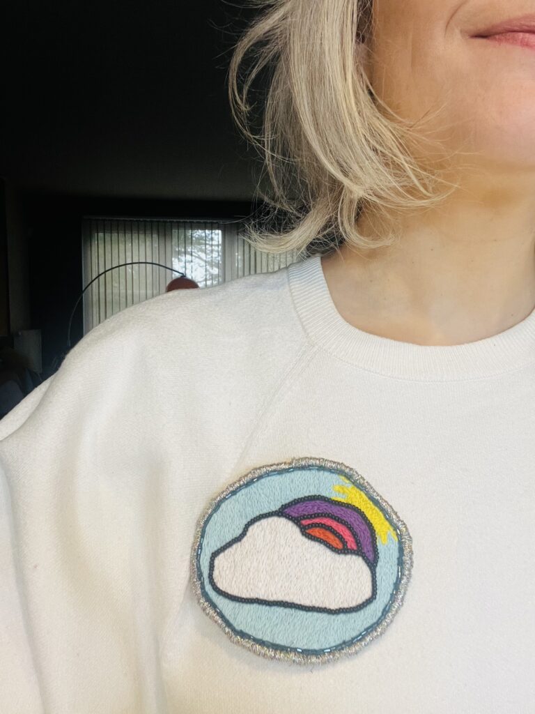 Broche nuage et arc-en-ciel greenfinity upcycling