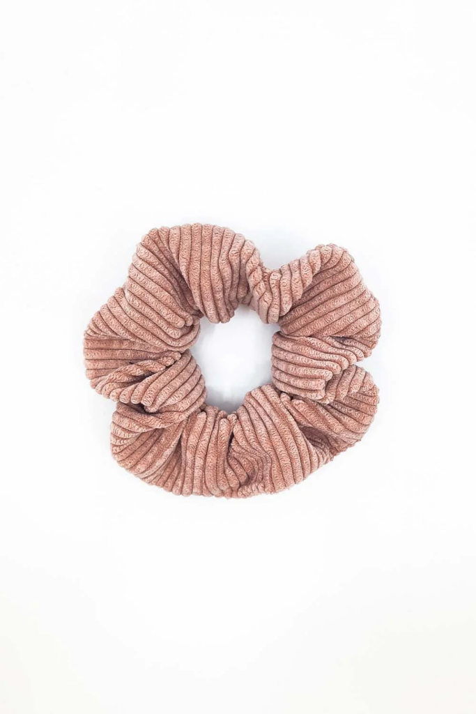 Homonoia, scrunchie velours cotele rose, greenfinity