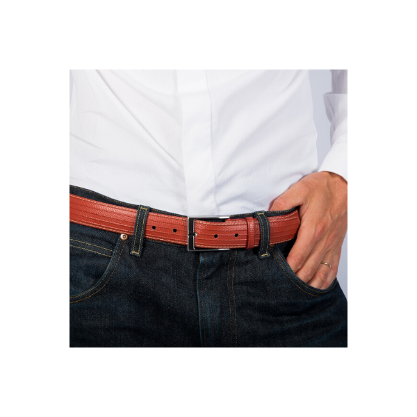 Ceinture vegan homme brique